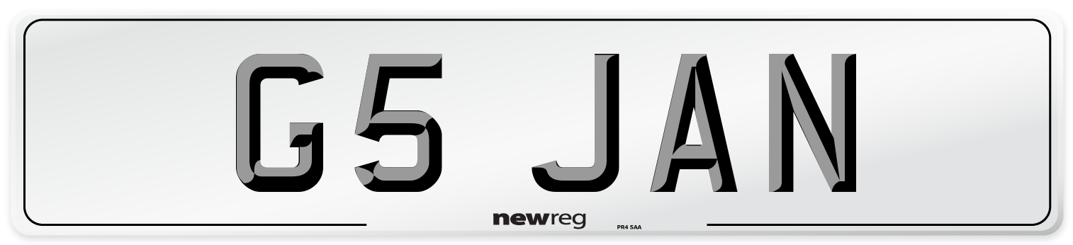 G5 JAN Number Plate from New Reg